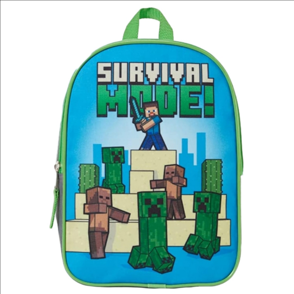 Unisex Kids' Minecraft Survival Mode Mini Backpack Blue Green